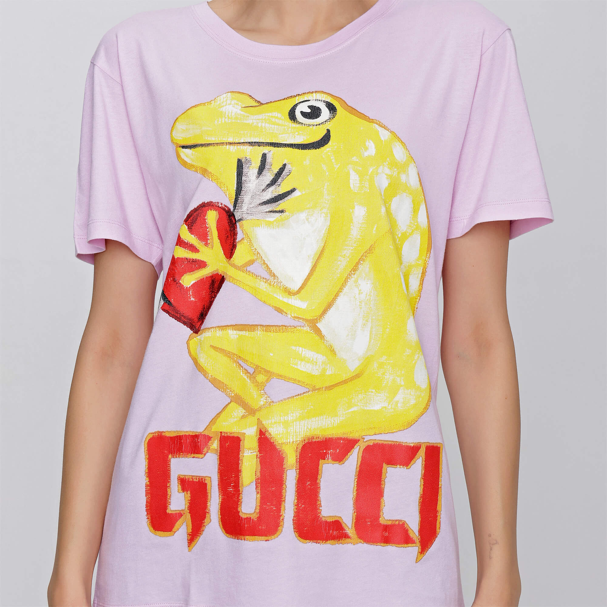 Gucci - Pink Cotton Frog Heart Printed Tshirt